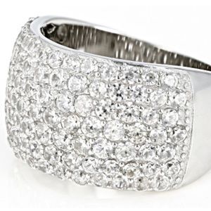 Zircon Rhodium Over Sterling Silver Band Ring